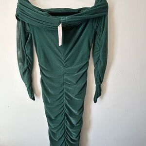 Elegant Green Off-Shoulder Dress